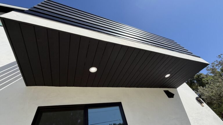 Modern exterior with black-frame windows