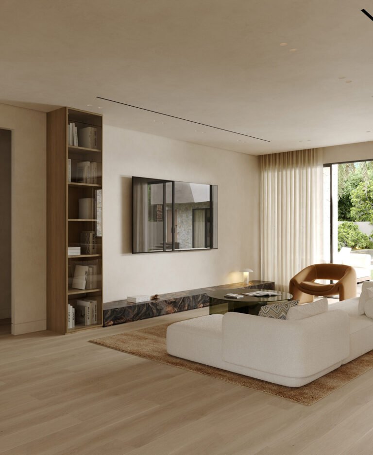 3D design rendering: Open Living & Dining by Rafa Home Builders