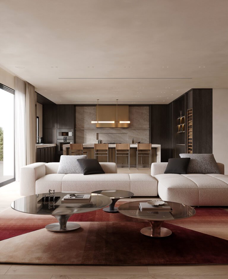 3D design rendering: Living Room With Fireplace by Rafa Home Builders