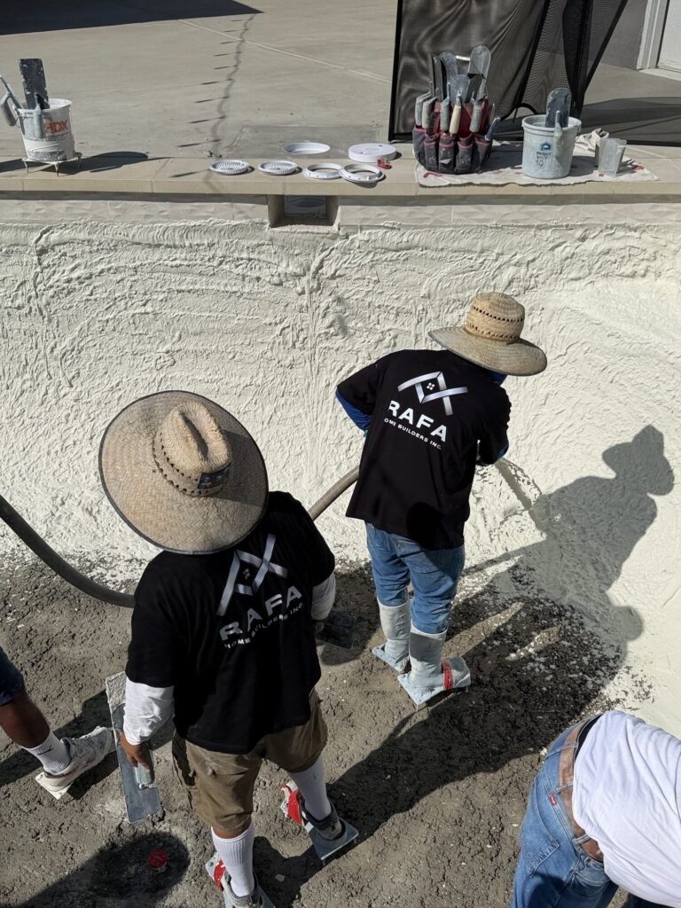 Pool replaster in progress