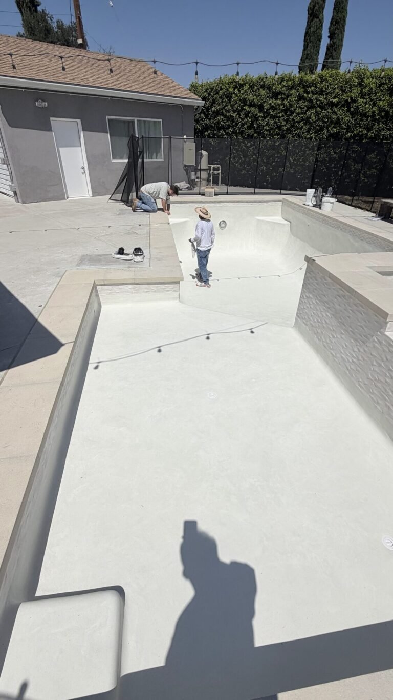 Freshly replastered swimming pool
