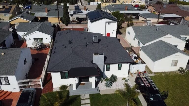 New shingle roof installation, seen from above